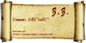 Zeman Zénó névjegykártya